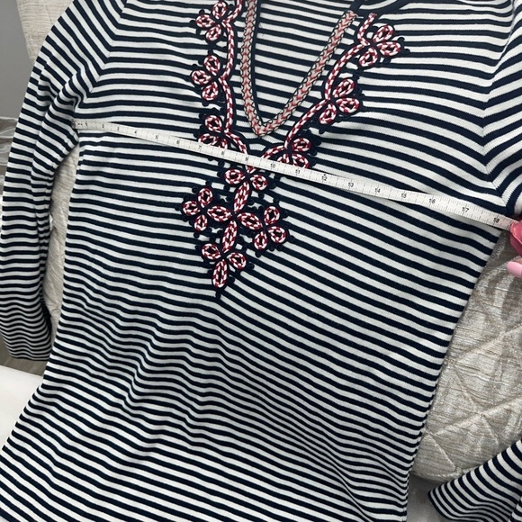 Tory Burch Tunic S/P Navy & white stripes with red, white & blue roped appliqué - Picture 9 of 11